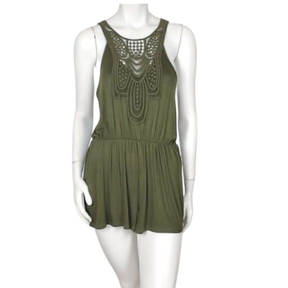 Chocolate Pants - Women's Olive Green Jumpsuit Romper Shorts Size Medium
